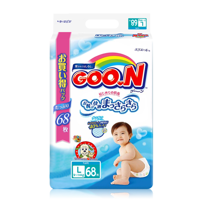 日本直邮 大王GOO.N 纸尿裤L68 增量通用型