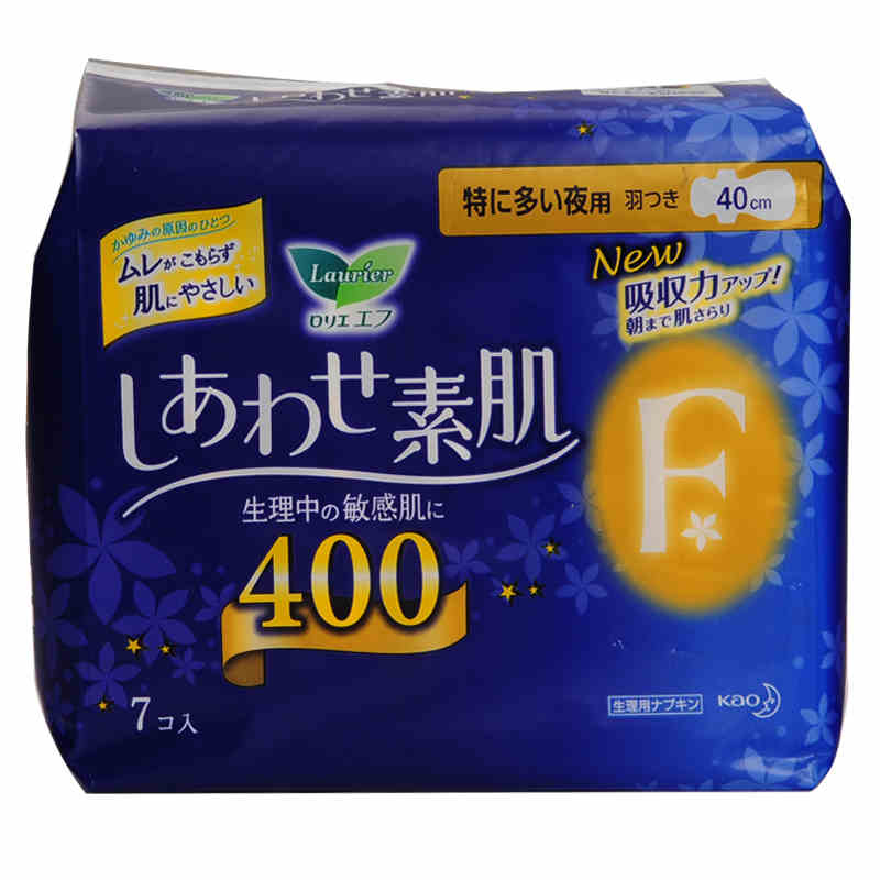 日本直邮 花王kao 乐而雅F系列卫生巾 夜用7片40CM 新包装