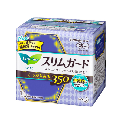 日本直邮 花王乐而雅 超薄瞬吸夜用 护翼卫生巾 35cm 13枚装 新包装