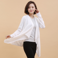 2017新款中长款针织衫外搭宽松超薄空调衫外套纯白色女士开衫