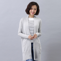 LEIOYDA2017新款针织衫女士中长款开衫纯色外套欧码女装空调衫宽松小披肩