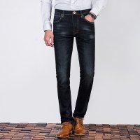 LEEPU'S李普斯深色男士牛仔裤时尚休闲弹力男裤水洗直筒透气长裤商务款