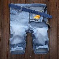 LEEPU'S夏季薄款男士牛仔短裤夏天五分裤弹力浅色5分中裤子马裤潮