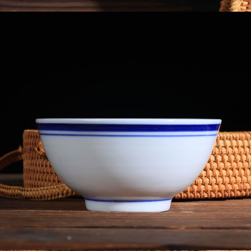 LICHEN景德镇青花蓝边碗5英寸陶瓷饭碗 釉下彩餐具 微波炉适用图片