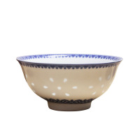景德镇青花玲珑瓷器碗釉中彩比翼双飞陶瓷饭碗5英寸反口一个