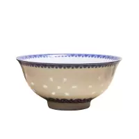 景德镇青花玲珑瓷器碗釉中彩比翼双飞陶瓷饭碗5英寸反口一个