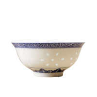 景德镇青花玲珑瓷器碗釉中彩龙纹陶瓷饭碗5英寸反口一个