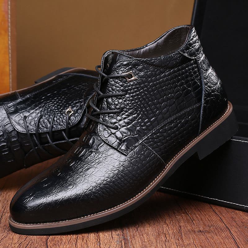 承发(CHENGFA)切尔西靴新款二层牛皮英伦潮流工装男士马丁靴加绒保暖高帮男鞋图片