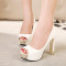 2018春夏季新款欧美高跟鞋粗跟鱼嘴单鞋夜店百搭女鞋超高跟鞋 女