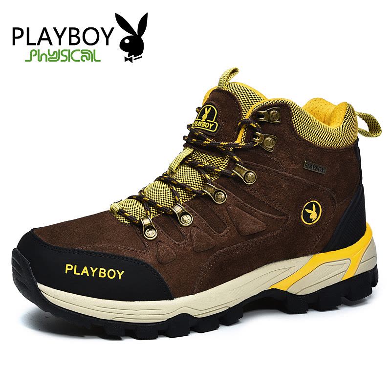 花花公子(PLAYBOY)登山鞋男加绒高帮棉鞋冬季新款雪地户外鞋保暖徒步鞋子 男图片