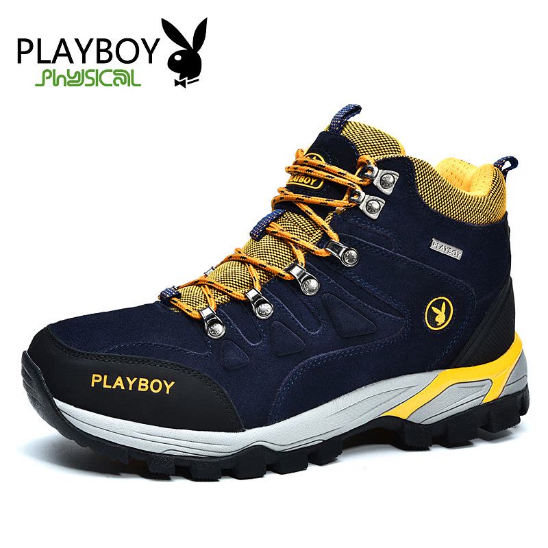 花花公子(PLAYBOY)登山鞋男加绒高帮棉鞋冬季新款雪地户外鞋保暖徒步鞋子 男图片