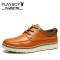 花花公子(PLAYBOY)新款男士头层牛皮商务休闲皮鞋系带加绒棉鞋男英伦正装男鞋子