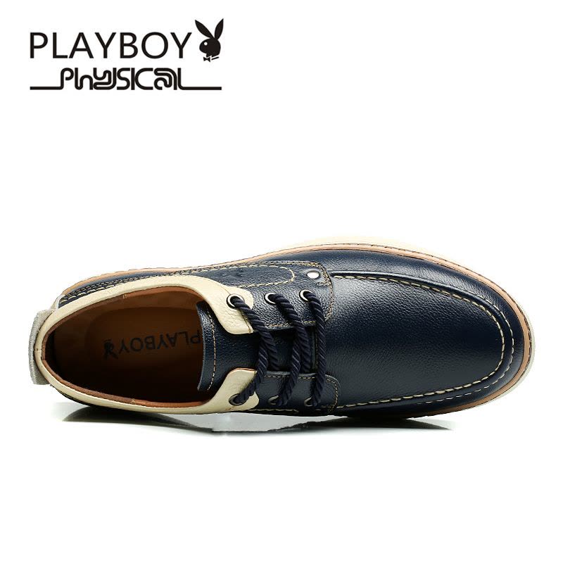 花花公子(PLAYBOY)新款男士头层牛皮商务休闲皮鞋系带加绒棉鞋男英伦正装男鞋子图片
