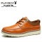 花花公子(PLAYBOY)新款男士头层牛皮商务休闲皮鞋系带加绒棉鞋男英伦正装男鞋子