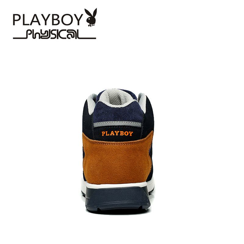 花花公子(PLAYBOY)男鞋冬季韩版潮鞋运动板鞋加绒圆头高帮休闲鞋男牛皮日常跑步鞋商务鞋 男图片