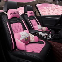 新款卡通汽车坐垫布艺四季通用亚麻全包座垫夏季可爱车垫女士座套