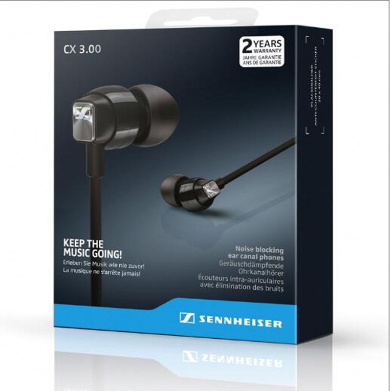 森海塞尔/Sennheiser cx3.00 CX300升级版入耳式重低音耳塞耳机(黑色)