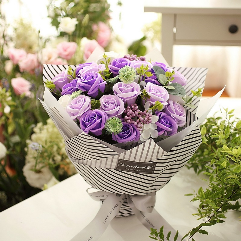 21朵香皂玫瑰花束礼盒套装 七夕情人节创意礼品类浪漫节日礼品 送女