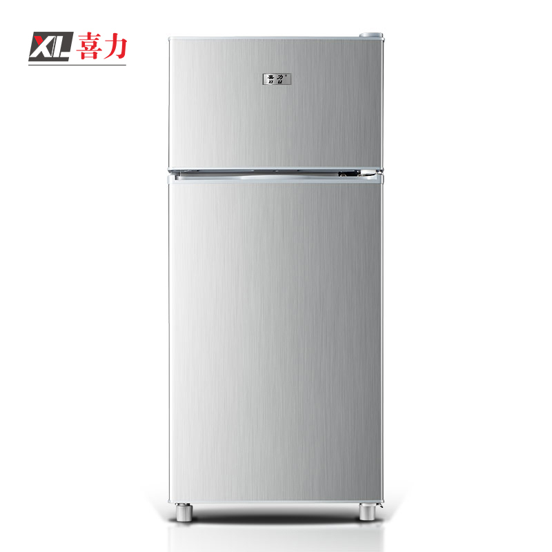 喜力BCD-128，128升双门小电冰箱 高性价比小两门 租房家用 适用单身/两口之家（拉丝银）