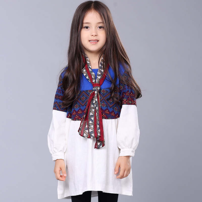 女童裙子秋季2016新款3春秋装民族风5中大童装8岁9儿童长袖连衣裙