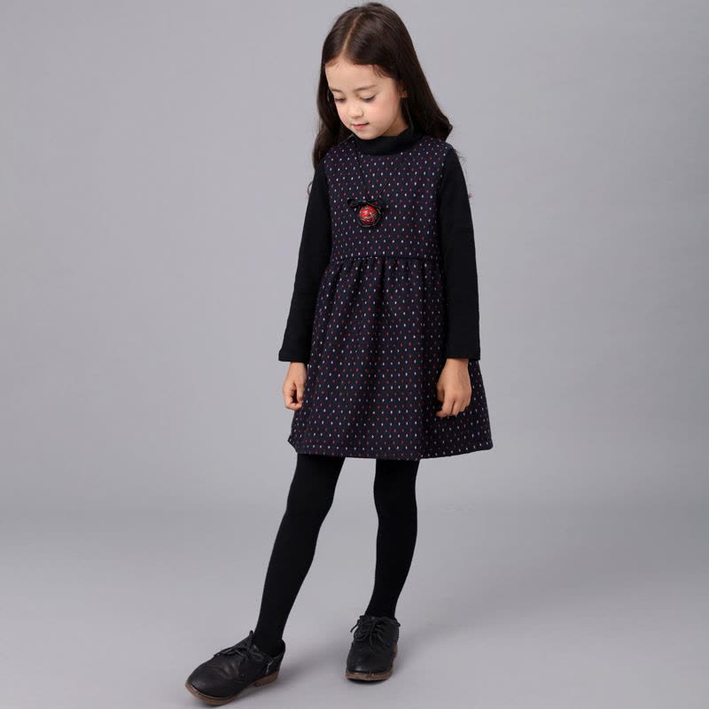 卡兹娜拉女童连衣裙秋冬加厚桃心呢子裙中大童背心裙儿童裙子3-10岁图片