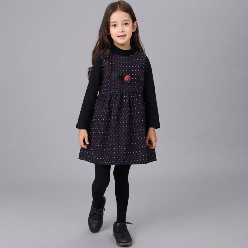 卡兹娜拉女童连衣裙秋冬加厚桃心呢子裙中大童背心裙儿童裙子3-10岁图片