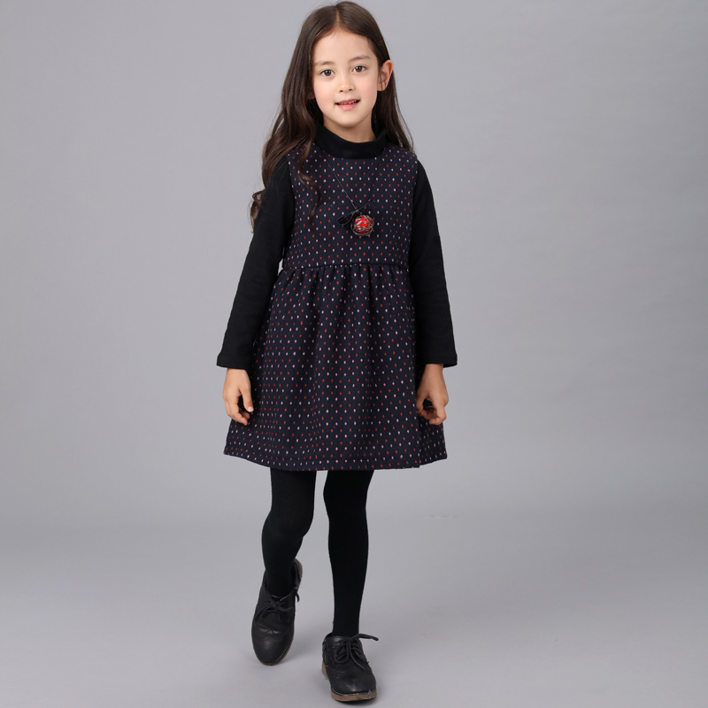 卡兹娜拉女童连衣裙秋冬加厚桃心呢子裙中大童背心裙儿童裙子3-10岁