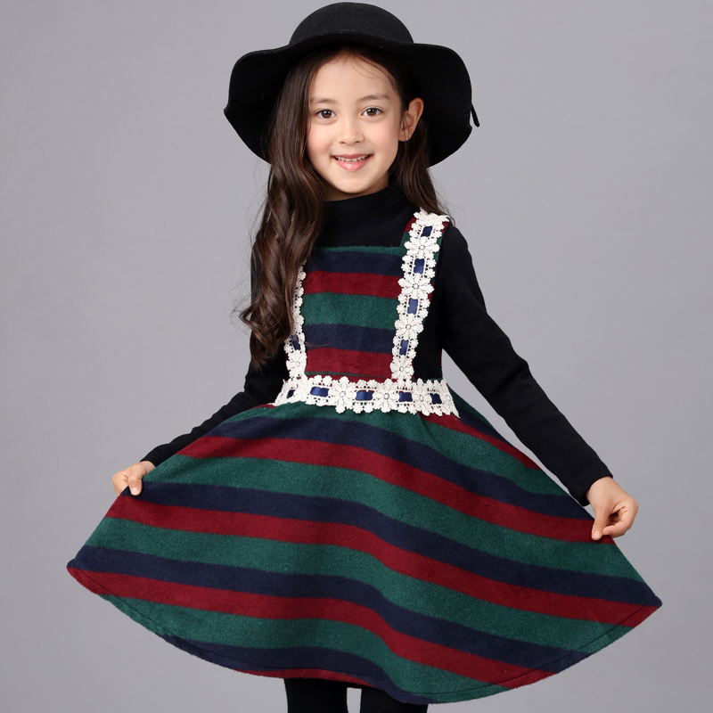 女童连衣裙春秋装韩版时尚宝宝毛呢子裙子中大童装无袖儿童背心裙