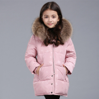 女童羽绒服中长款加厚冬装棉服中大童装连帽毛领新款儿童冬季外套