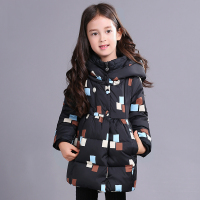 KIDSNALA女童加厚羽绒服冬装中大童装连帽冬季儿童中长款羽绒外套