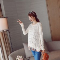 美琳妈咪 2017孕妇装韩版宽松假两件上衣套头针织衫时尚宽松大码春秋装 ...