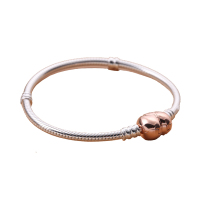 潘多拉 PANDORA 玫瑰金爱心扣蛇骨手链580719