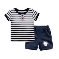 童装2017新款夏装套装 男童短袖套装 宝宝纯棉半袖短裤两件套 中小童卡通...