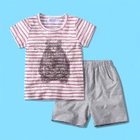 宝宝夏装套装1-2345岁男童夏季衣服小孩条纹裤T恤婴儿短袖两件套X1685