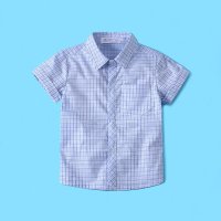 童装夏装男童衬衫儿童短袖衬衫2017薄款小童条纹纯棉韩版潮衬衣XC1614