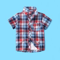 童装夏装男童短袖衬衫2017儿童宝宝夏季款韩版短袖翻领衬衣小童衬衫上衣XC...