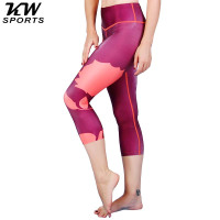kw sports瑜伽服七分裤女专业运动跑步紧身裤速干弹力健身裤