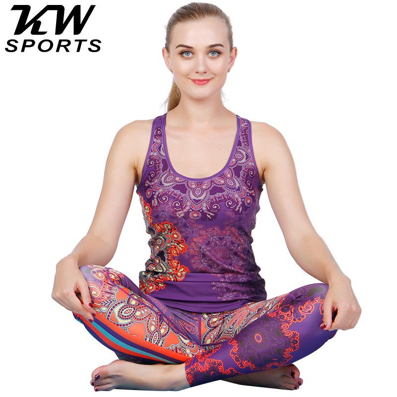 KW SPORTS 经典女士瑜伽服套装秋冬季户外yoga舞蹈瑜珈练功服背心图片