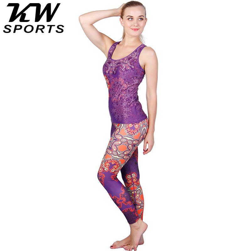 KW SPORTS 经典女士瑜伽服套装秋冬季户外yoga舞蹈瑜珈练功服背心图片