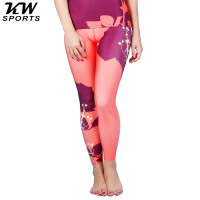 KW SPORTS 正品印花瑜伽服长裤春夏修身紧身显瘦健身跑步九分裤