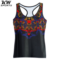 KW SPORTS 加厚印花运动瑜珈背心女2015秋冬季瑜珈服健身房跑步服