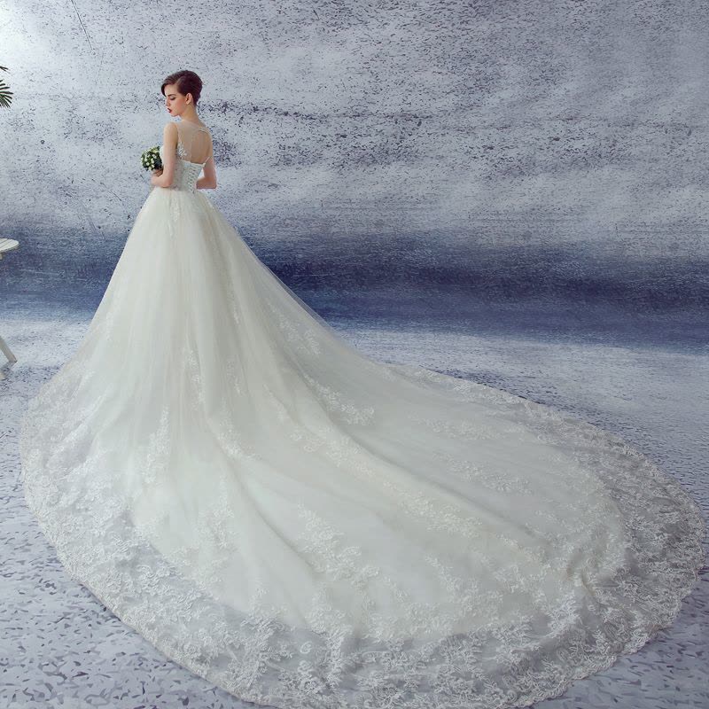 婚纱礼服2016新款双肩蓬蓬裙婚纱齐地韩版欧根纱婚纱定制图片