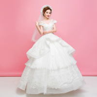 2016新款婚纱礼服V领齐地韩式显瘦蓬蓬裙婚纱定制