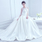 婚纱礼服2016新款双肩中袖a字裙婚纱拖尾公主优雅高端大拖尾婚纱定制