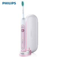 飞利浦(Philips)电动牙刷充电式声波震动牙刷粉色HX6761/03两种洁牙模式 配原装旅行盒