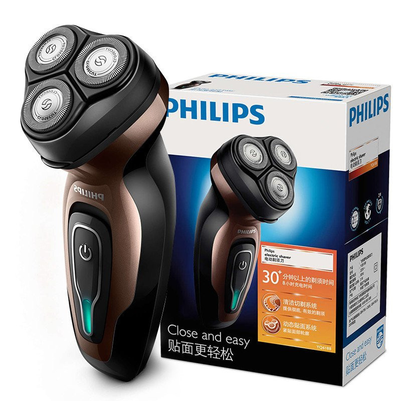 飞利浦（PHILIPS） YQ6188/16 电动剃须刀 三刀头 可旋转刮胡刀 充电式刀头水洗YQ6108升级版