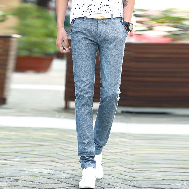 抢购2件只需99元秋季男士修身弹力休闲裤韩版时尚青少年小直筒脚长裤图片