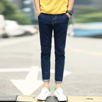 九分牛仔裤男韩版修身小脚 男士牛仔9分裤子