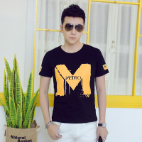 短袖t恤男上衣半袖新款休闲圆领青少春修身个性休恤韩版薄夏