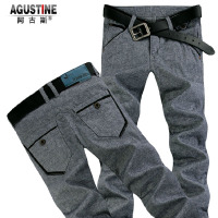 夏季男士修身弹力休闲裤韩版青少年小直筒脚长裤